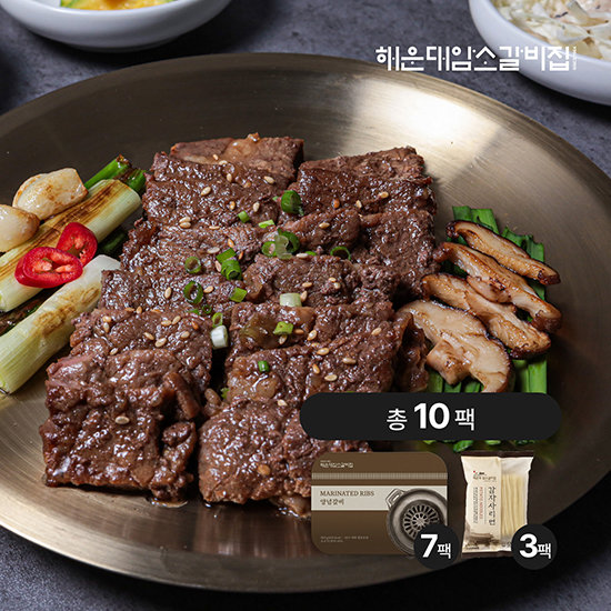 해운대암소갈비집 양념갈비 7팩, 감자사리면 3팩