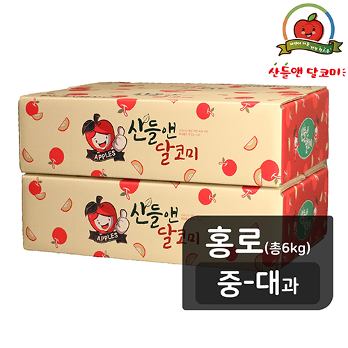 [홍로][중대과] 산들앤 달코미 세척 햇사과 2 box, 총 6kg