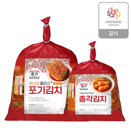 [종가] 유산균플러스 포기김치 4.4kg+총각2.3kg (kt알파 단독 상품)
