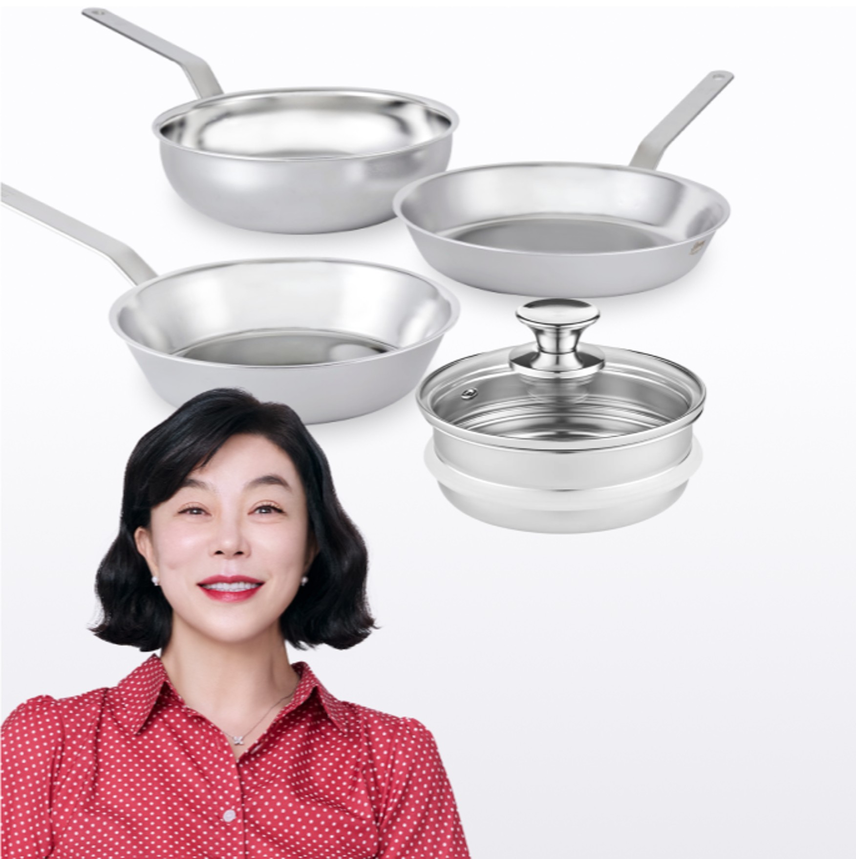 [선택1]무연마제 통5중 스텐팬 5종세트(28팬,24팬,24웍,24찜기,24뚜껑)
