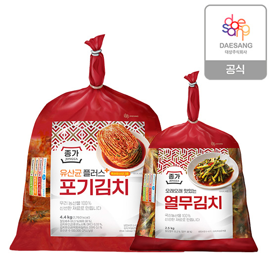 [종가] 유산균플러스 포기김치 4.4kg+열무2.5kg (kt알파 단독 상품)