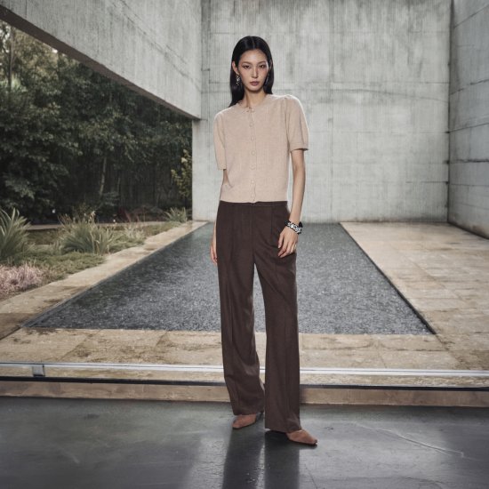 르네크루 26FW 울 실크 카멜 팬츠