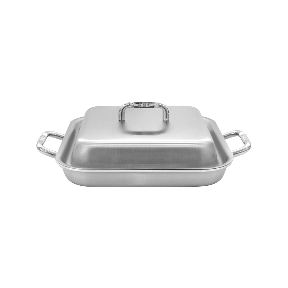 [류니키친 공구][8월말 순차배송]  316Ti스텐 통5중 샤프 정사각 클리어팬 24cm 2