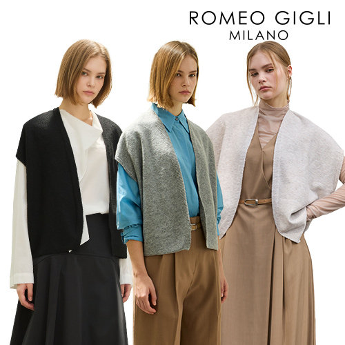 [로메오질리(ROMEO GIGLI)] 울 블렌디드 볼륨 숄 니트 가디건 3종+아르누보 브로치 1종