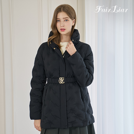 [최초가199,000원] FAIRLIAR 자수 퀼팅 다운 하프코트 2