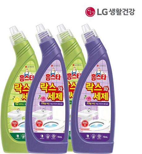 [H몰][홈스타] 락스와세제 후로랄파인 750ML x 2개 + 락스와세제 허벌시트러스 750ML x 2개 (총 4개)