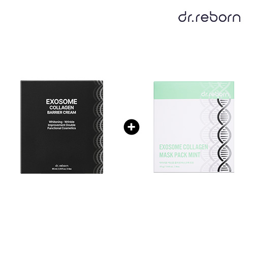 엑소좀 콜라겐 베리어 크림 65ml 4개(블랙라벨 1박스) + 엑소좀 콜라겐 마스크팩 민트 (4개입) 1EA