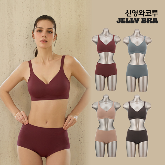[S사이즈 한정] 젤리브라 젤리와이어 브라팬티 후크형 4세트