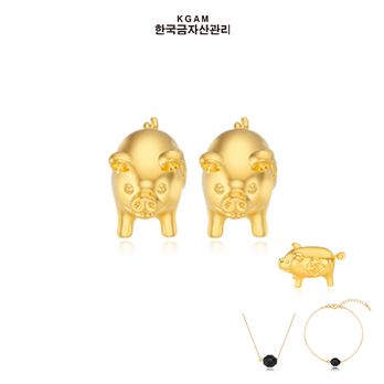 (방송에서만)[한국금자산관리] KGAM 24K 순금 99.99% 복돼지 2마리 오브제+추가