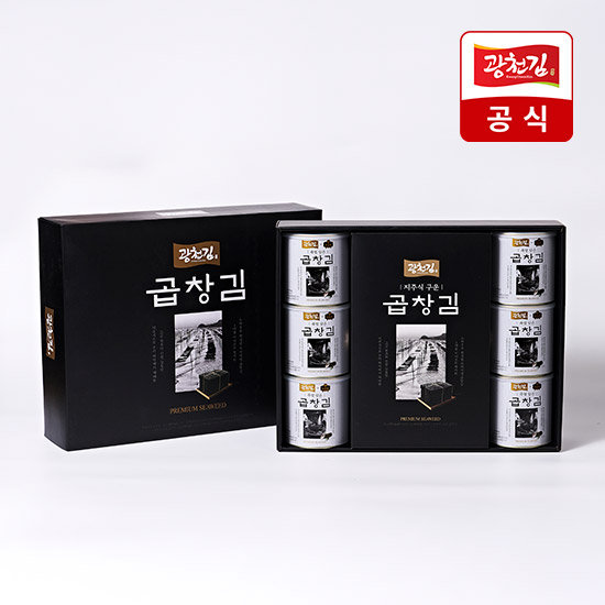 광천김 추석 선물세트 죽염담은 곱창 캔김 30g*6캔 + 지주식 구운 곱창 전장김 32g*5봉 2세트 더블구성 2