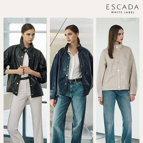 [상시가 279,000원]에스까다 26SS FAUX 레더 로고버튼 자켓