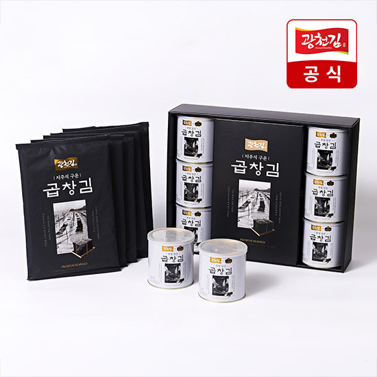 광천김 추석 선물세트 죽염담은 곱창 캔김 30g*6캔 + 지주식 구운 곱창 전장김 32g*5봉 3