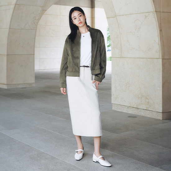 26FW FAUX스웨이드 피치 스커트