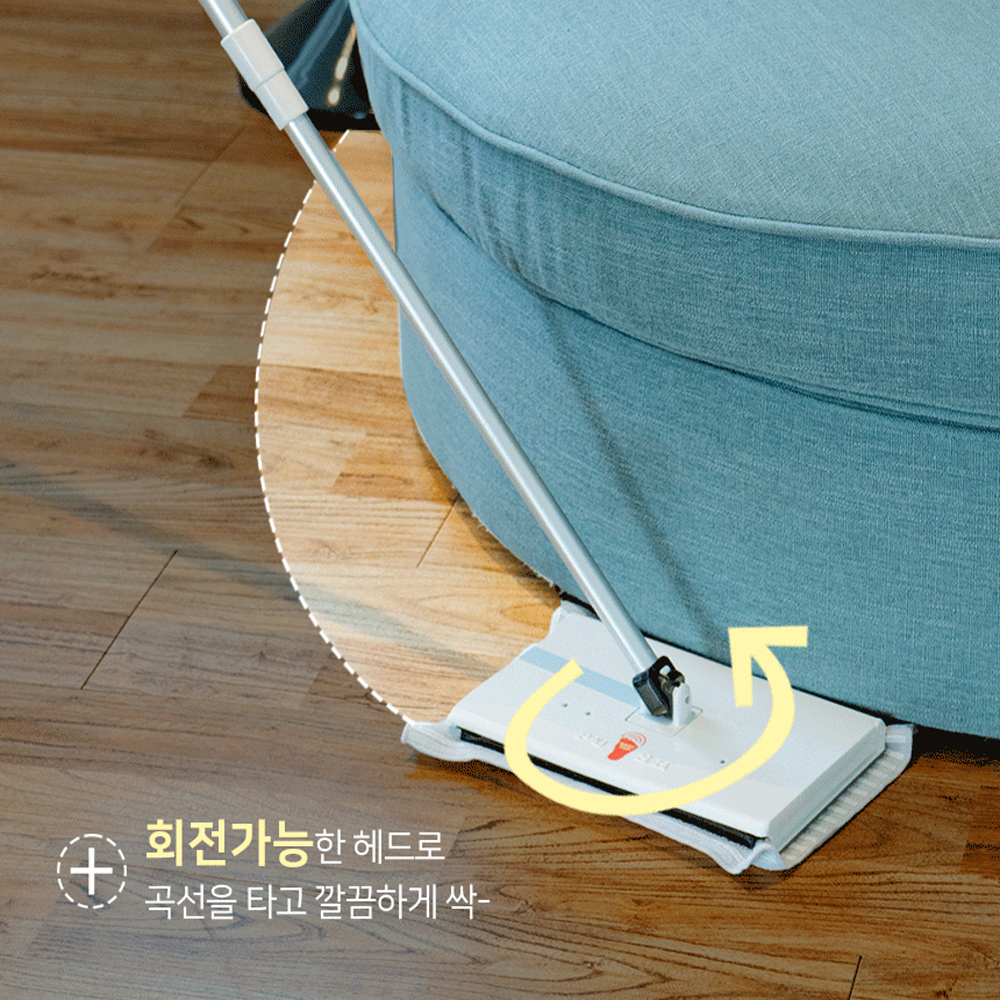 [EASYTAB PRO] 봉길이 조절가능 원터치 물걸레 밀대 (전용 양면 걸레 1장 + 다용도 물청소포 30입 2팩) 4
