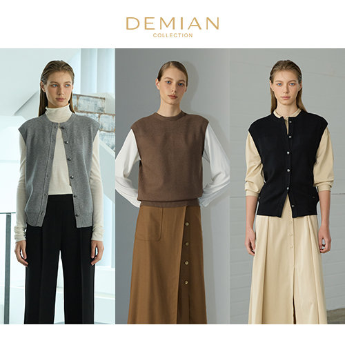 [데미안(DEMIAN)] 26FW 컴포트 숄더라인 투웨이 니트 베스트 3종