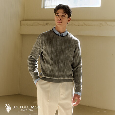 ○USPA 26FW 남성 긴팔 라운드니트 3종 3