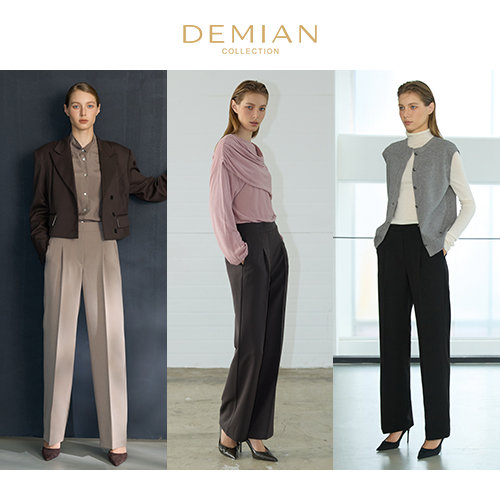 [데미안(DEMIAN)] 26FW 타임리스 원턱 세미와이드 테일러링 팬츠 3종