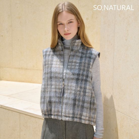 쏘내추럴 26FW 울 플러피 체크 베스트