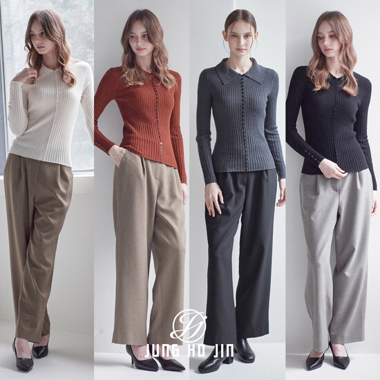[Jung Ho Jin] 정호진 26FW 여성 미니 버튼 칼라 골지 니트 1종