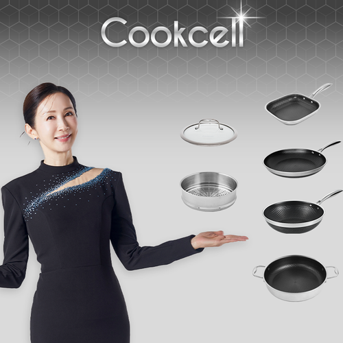 쿡셀 홀로그램큐브팬  프라이팬 세트(정사각프라이팬20cm, 프라이팬28cm, 궁중팬28cm)+양수전골냄비28cm+28찜기+28유리뚜껑