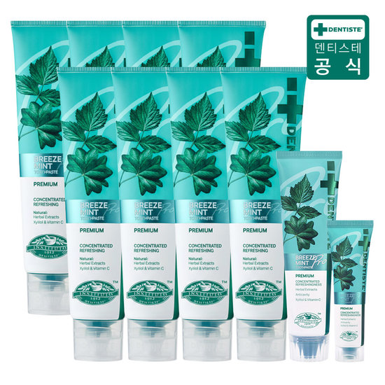 최신상 덴티스테 브리즈민트 프로 180g*8+60g*1+20g*1 입냄새제거 불소치약