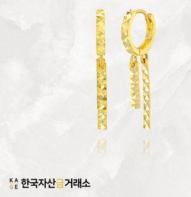 [한국자산금거래소] KAGE 18K스퀘어 컷팅 드롭 귀걸이