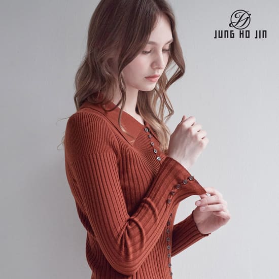 [Jung Ho Jin] 정호진 26FW 여성 미니 버튼 칼라 골지 니트 1종 4