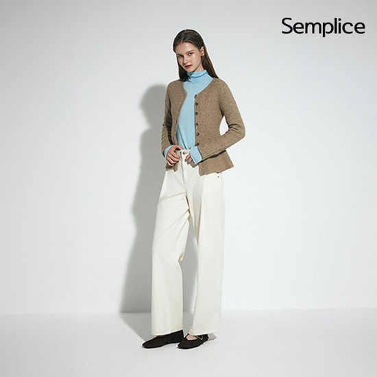 셈플리체 26FW 최신상 폴드 핀턱 니팅팬츠 2종 여성용 2