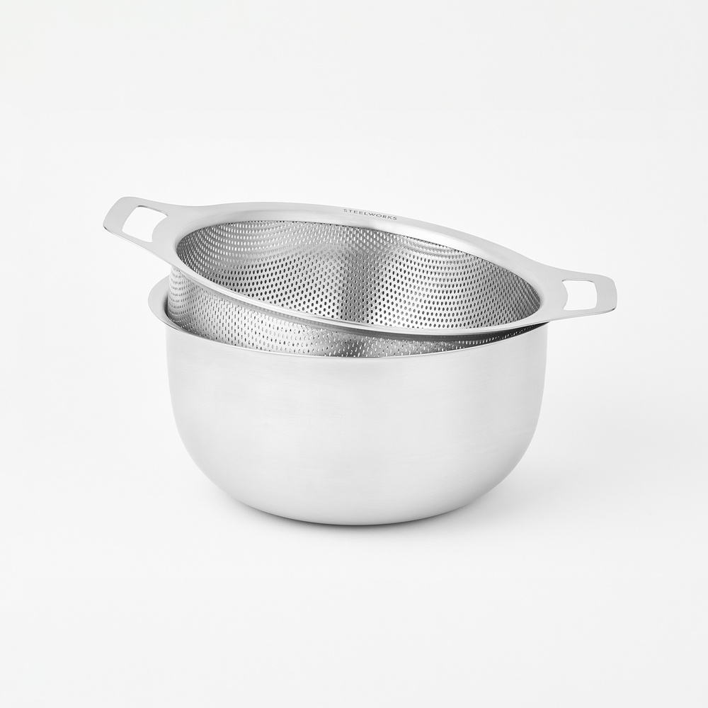 [정상가 86,500원]  스테인리스 스틸 믹싱볼+펀칭볼 세트 24cm