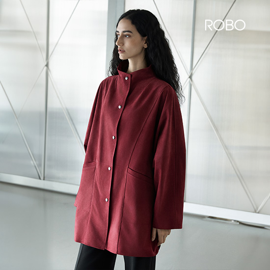 26F/W 스웨이드 하이넥 케이프 3