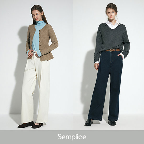 셈플리체 26FW 최신상 폴드 핀턱 니팅팬츠 2종 여성용