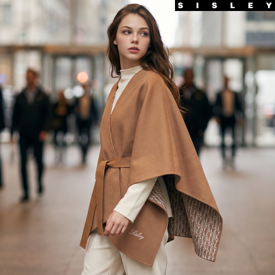 시슬리 26FW 로고자카드 케이프 코트