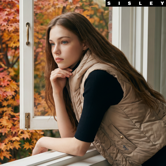 시슬리 26FW 경량 셔링 패딩베스트