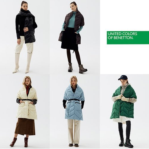 [베네통] BENETTON 하이브리드 롱 다운 숄