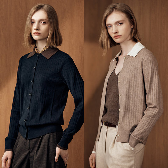 아쿠아스큐텀 26FW 울 블렌드 카라 니트 2종 3