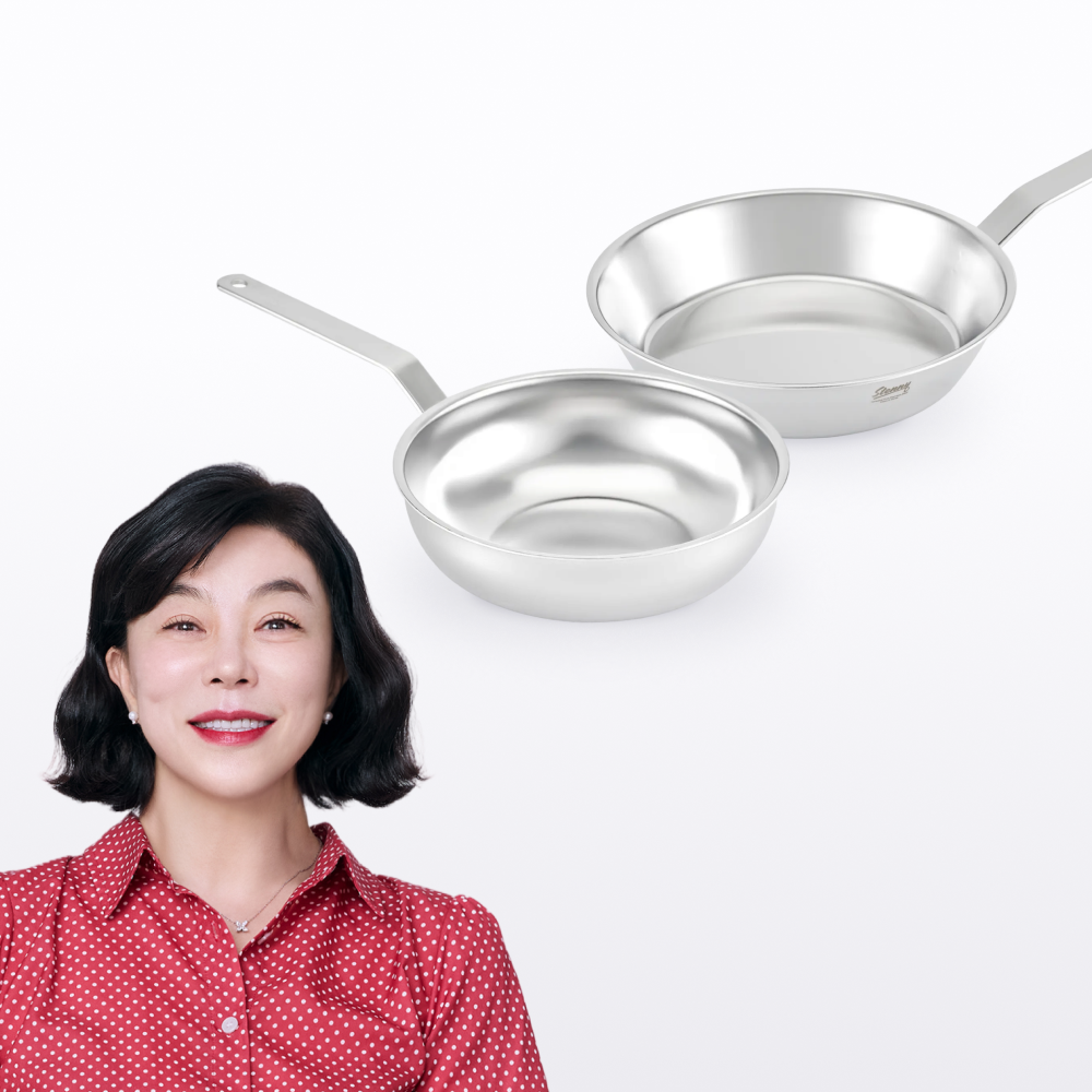 무연마제 스테인리스 통5중 프라이팬 2종세트 (프라이팬 28cm+웍 24cm)
