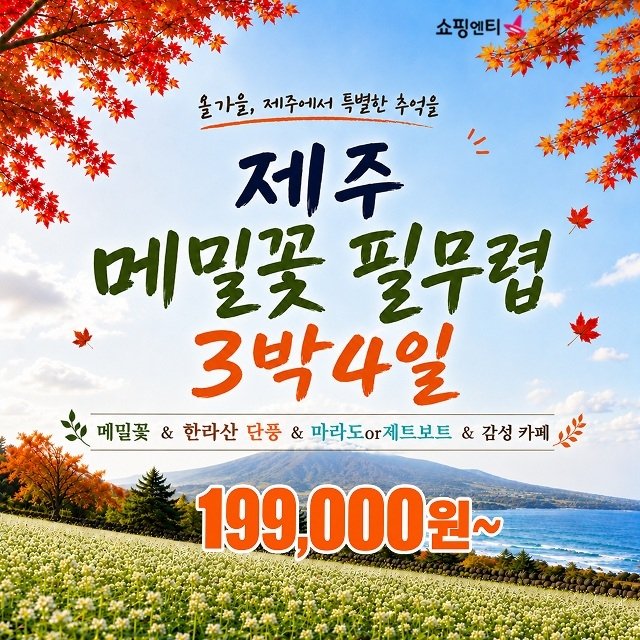 [JS투어] 가을감성 제주여행 4일(파격 기획가! 199,000원부터!?)