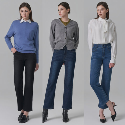 [뱅뱅] 26FW 가을 여성 라이크라 스트레이트 데님 3종