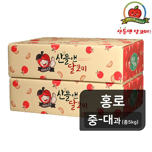 [26년햇홍로][중대과] 산들앤 달코미 세척 사과 2 box, 총 5kg