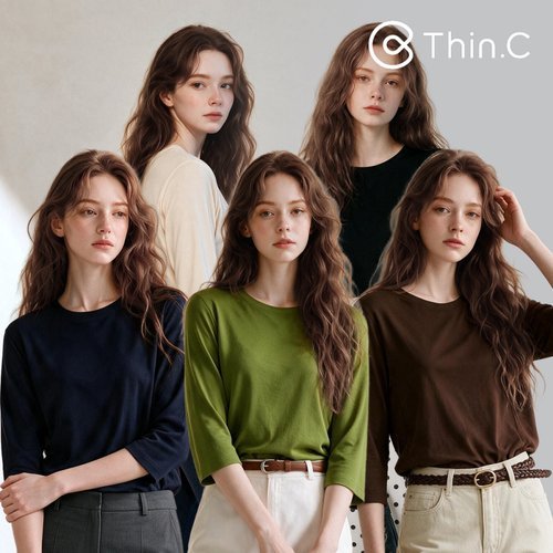 [띵크] 26FW 띵크 코튼 100 7부 티셔츠 5종 패키지 3
