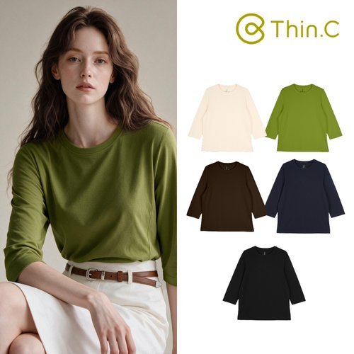 [띵크] 26FW 띵크 코튼 100 7부 티셔츠 5종 패키지 2