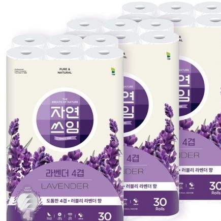 두꺼운 4겹 자연쓰임 라벤더 화장지 90롤 