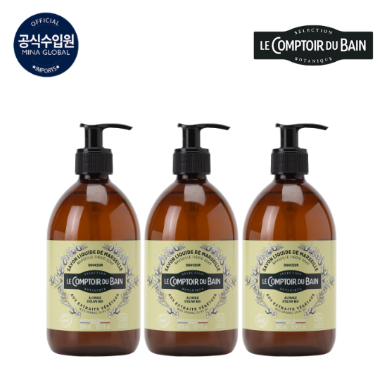 프랑스 직수입 리퀴드 마르세유솝 올인원 클렌저 패키지 두쎄르(500ml 3병)