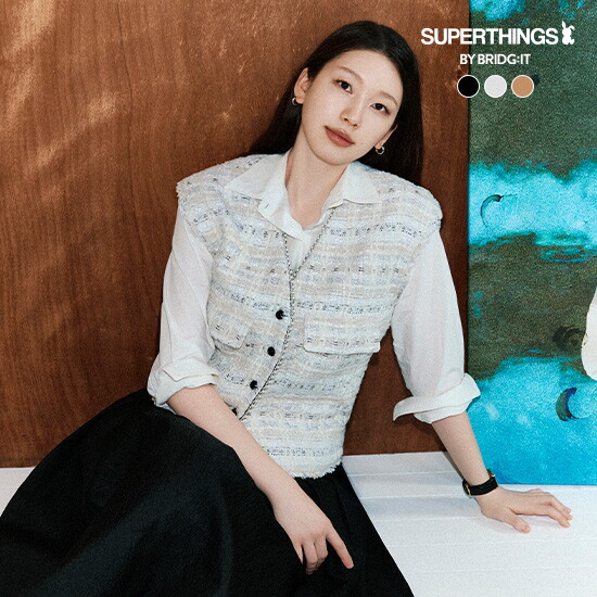 [바이브리짓X슈퍼띵스] 26FW 펄 트위드 베스트