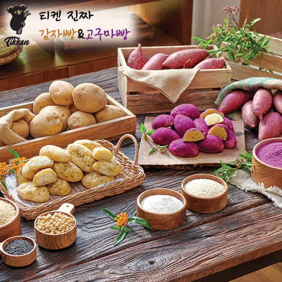 [최초가40900원]티켄 국내산 찹쌀 감자빵 고구마빵 40개 3