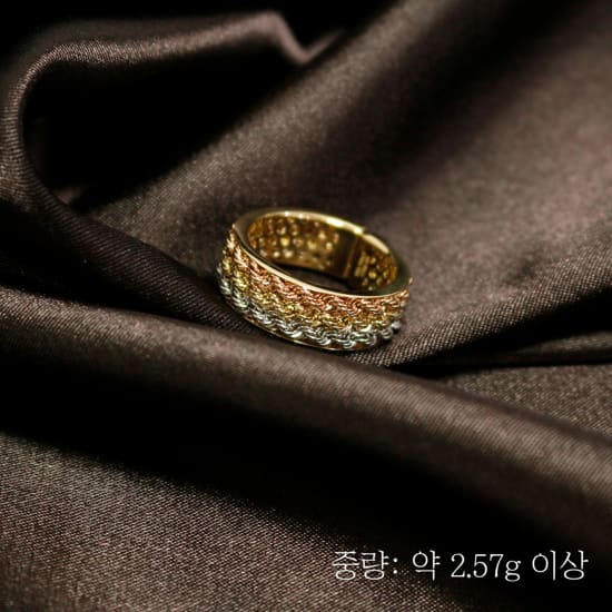 {골든클레프} 18K 삼색 로프체인 반지 3