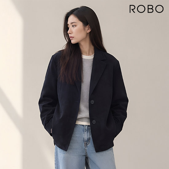 로보 26FW 스웨이드 테일러드 하프 재킷