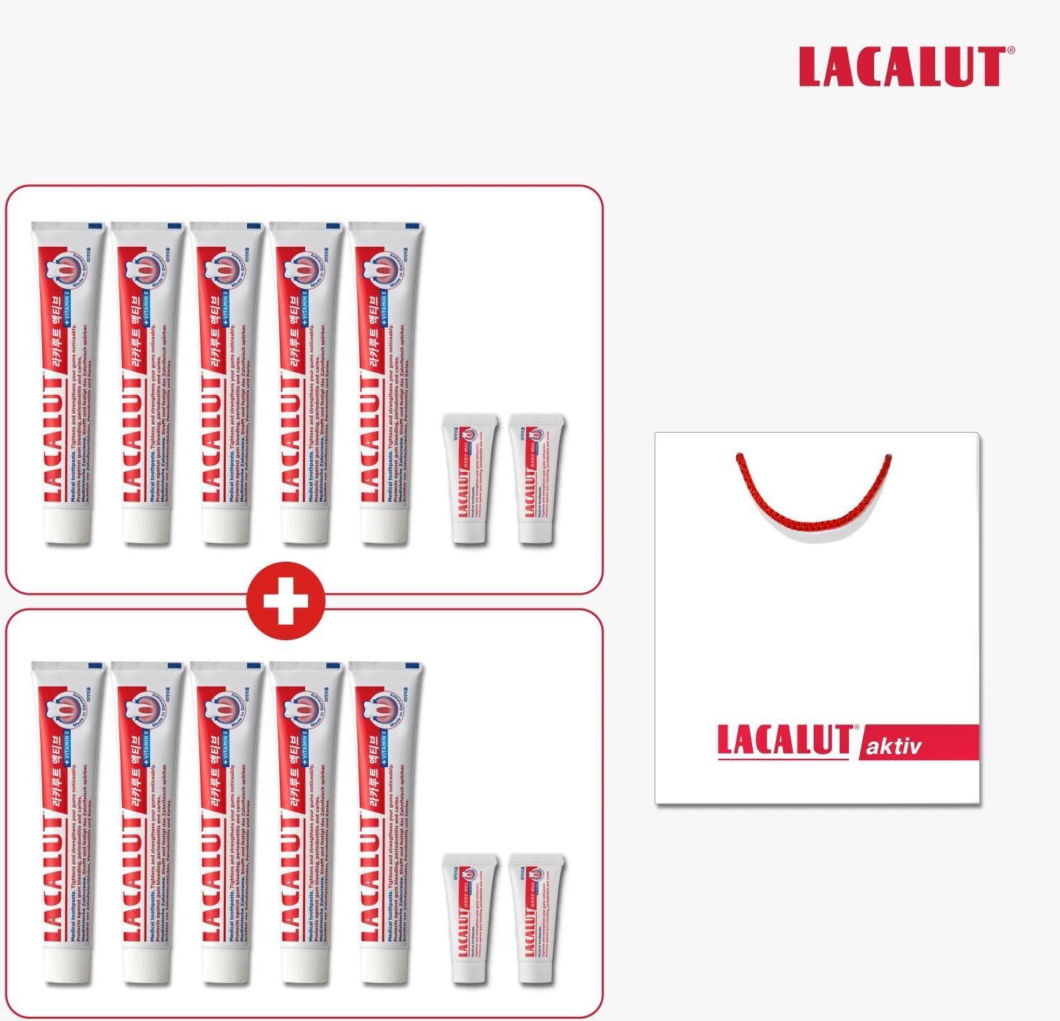 [추석기프트세트] 액티브 치약 75ml * 10개 + 휴대용 10ml * 4개 + 쇼핑백
