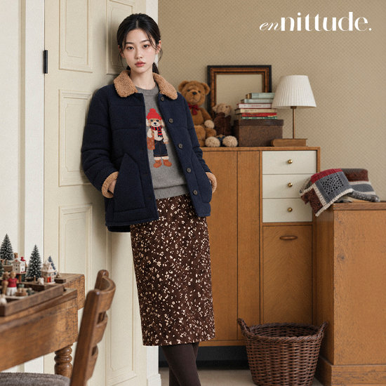 엔니튜드 26FW 울 레오파드 니트 스커트 2