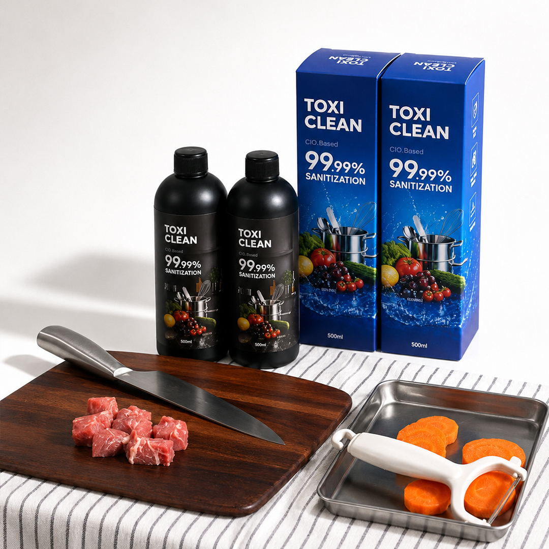 [싱글패키지]톡시크린 야채과일세정제 500ml(2)개+1L 대용량 (2)개+계량컵1개 4